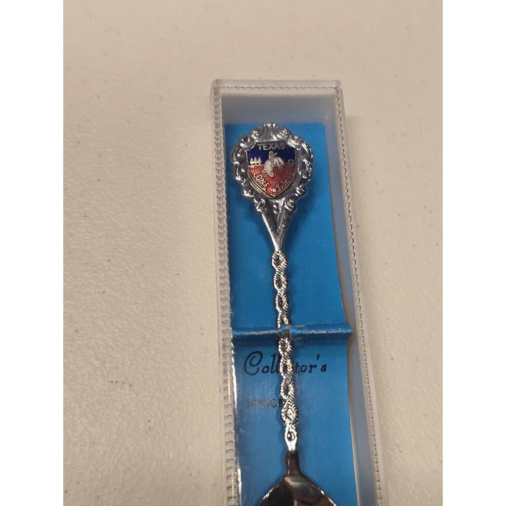 Vintage Texas Lone Star State Collectible Silver Tone Souvenir Spoon